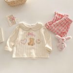 【73-120】トップスorボトムス 可愛い クマハート 女の子 - 画像 (9)