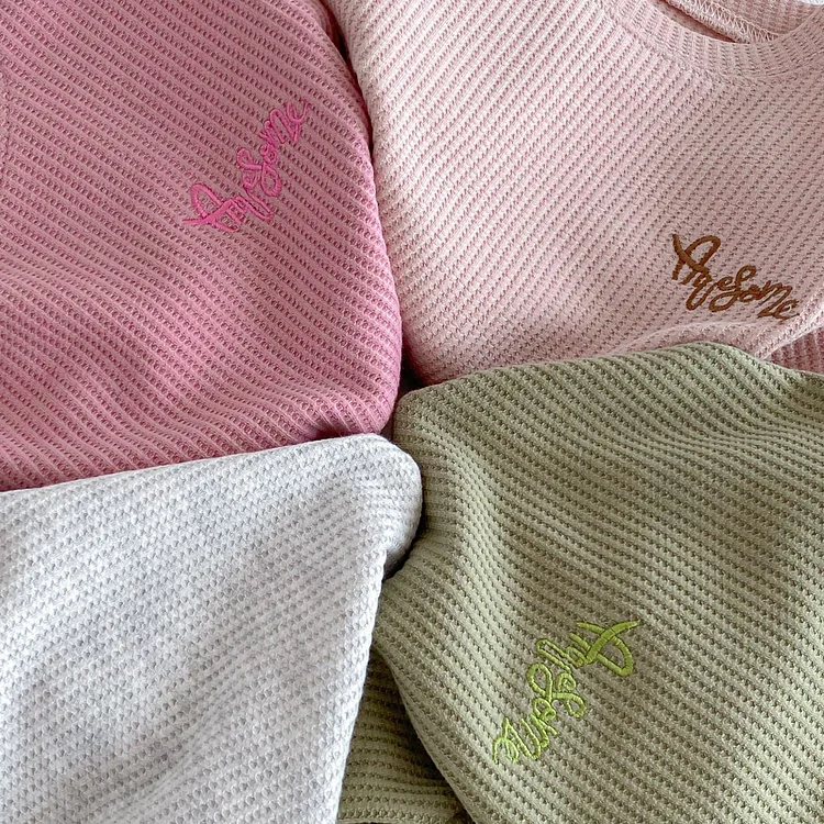 【80-130】セットアップ 英字刺繡 ワッフル シンプル 子供服 - 画像 (18)