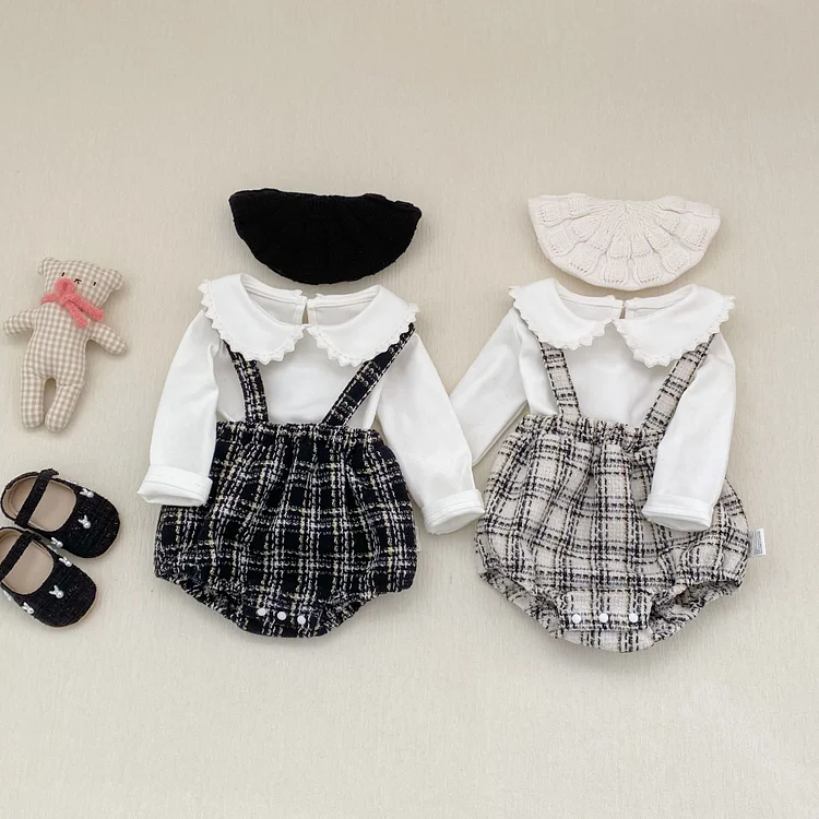【66-100】ロンパース チェック柄 サロペット 可愛い ディリー - 画像 (5)