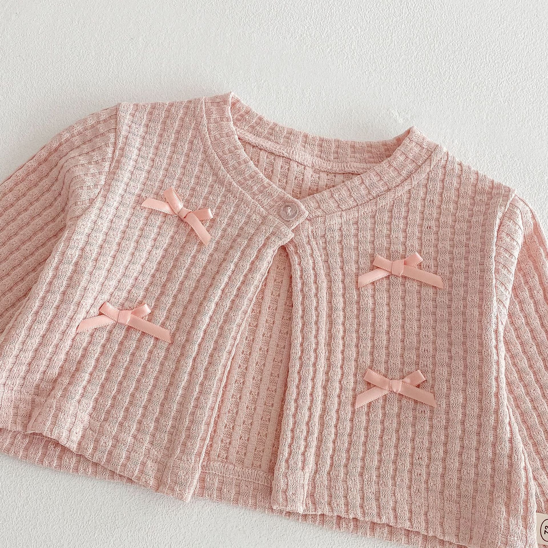 【73-120】カーディガンORワンピース リボン付き クリーム ローズ ベビー服 - 画像 (13)