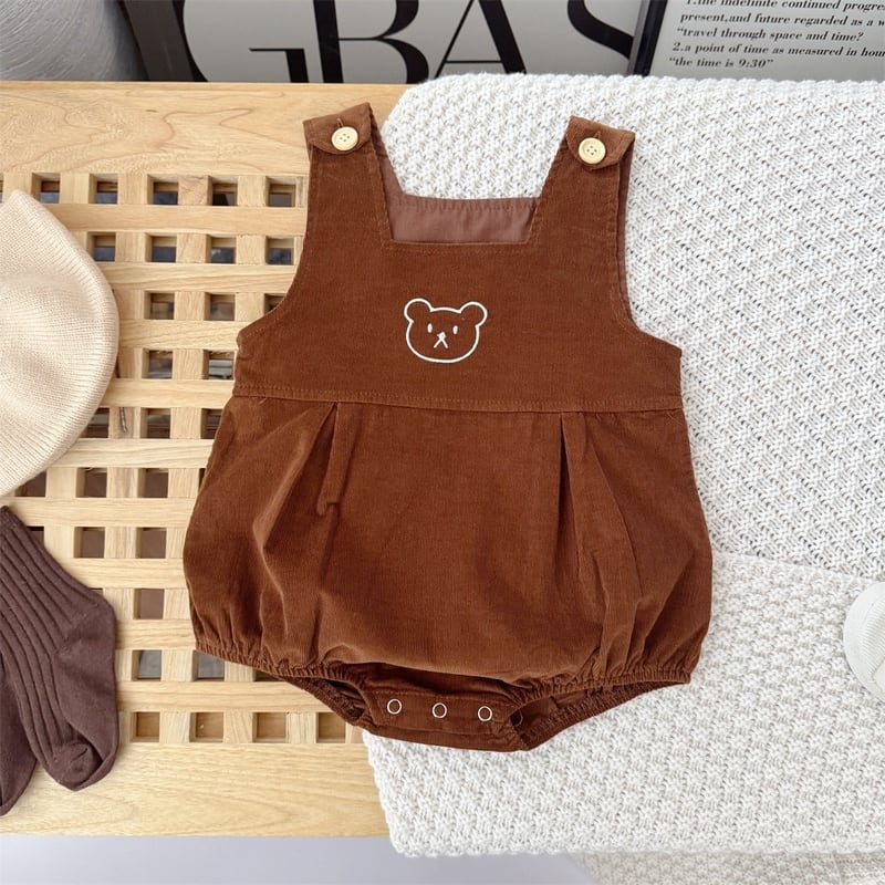 【66-90】セットアップ ロンパース&Tシャツ クマ ブラウン 可愛い ベビー服 - 画像 (5)