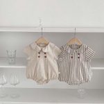 【66-90】ロンパース ストライプ 無地 シンプル ベビー服 - 画像 (3)