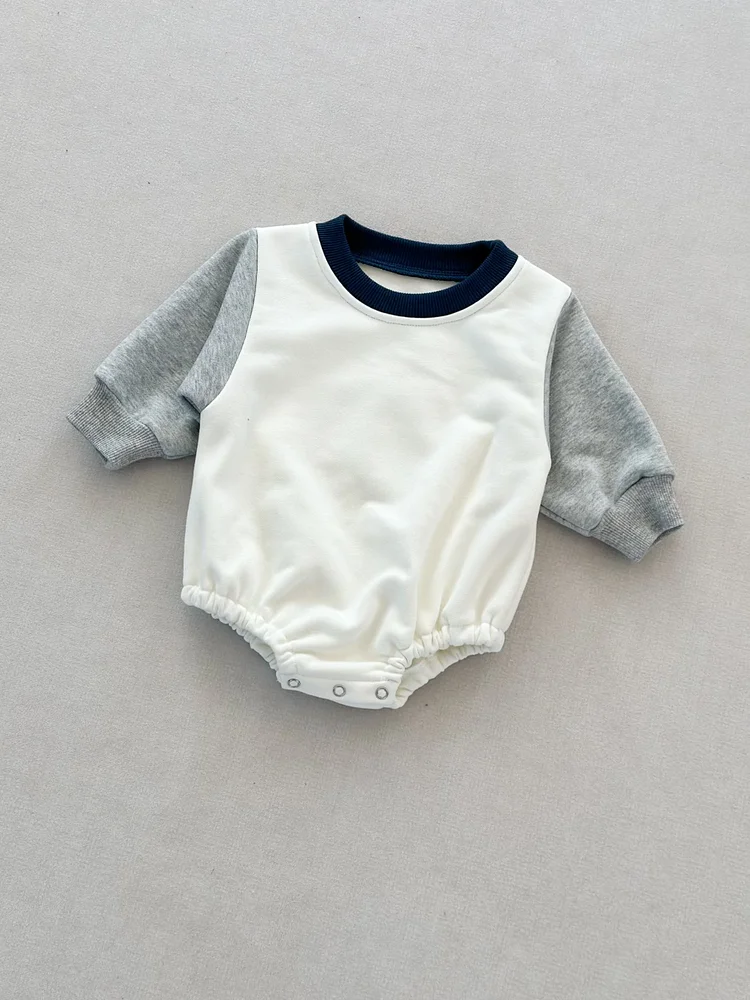 【59-100】ロンパース カラー 切り替え シンプル 着心地良い ベビー服 - 画像 (7)