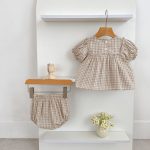 【66-100】ブラウス＆ブルマ パフスリーブ チェック シンプル ベビー服 - 画像 (10)