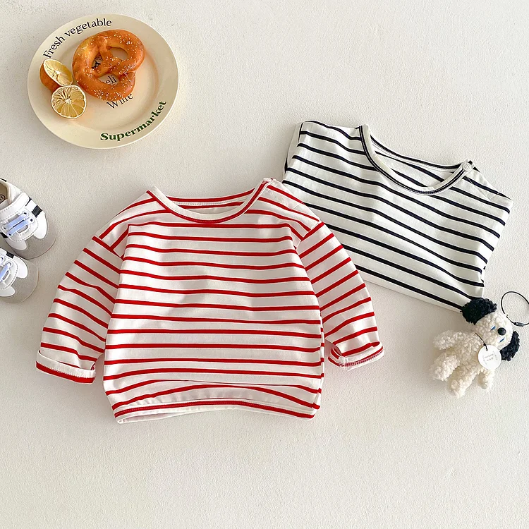【73-100】ベビー ボーダー トップス 長袖Tシャツ - 画像 (4)