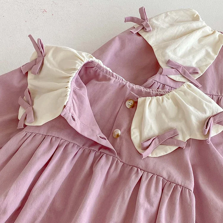 【66-100】ロンパース OR ワンピース リボン おしゃれ 姉妹お揃い - 画像 (4)