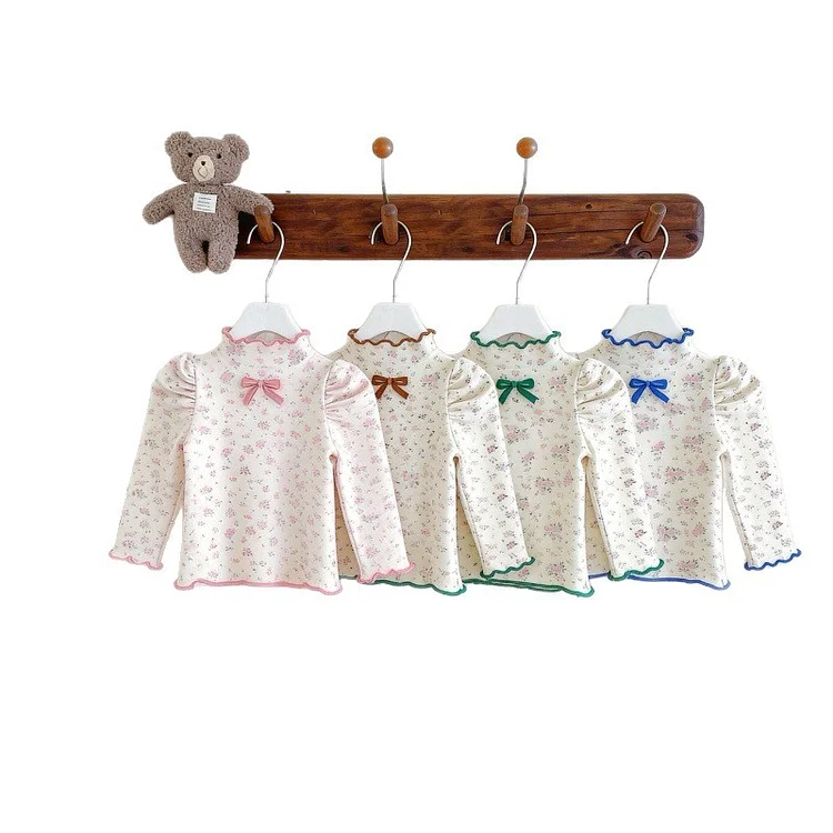 【73-120】Tシャツ 韓国風 小花柄 リボン 可愛い トップス - 画像 (10)