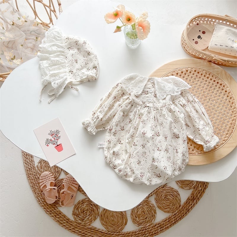 【66-90】ロンパース&帽子 レース おしゃれ 肌に優しい ベビー服 - 画像 (7)