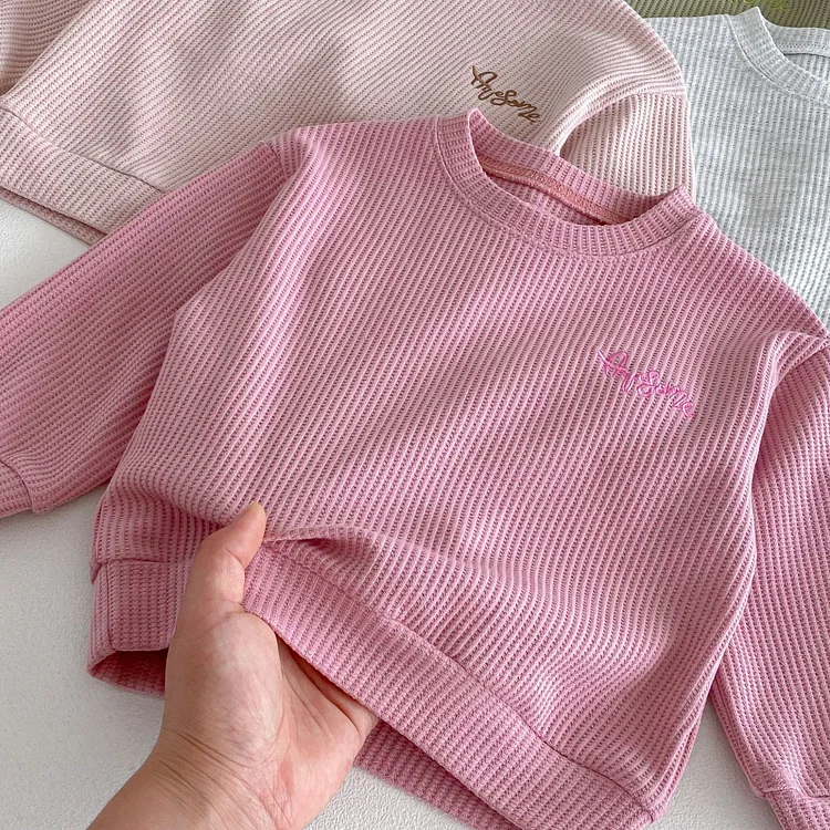 【80-130】セットアップ 英字刺繡 ワッフル シンプル 子供服 - 画像 (14)