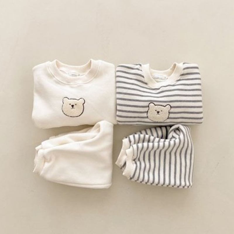 【73-100】セットアップ クマ柄 刺繍入り スウェット 定番 二点セット - 画像 (8)