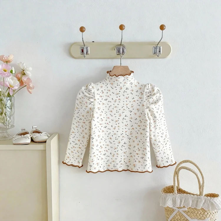 【73-120】Tシャツ 韓国風 小花柄 リボン 可愛い トップス - 画像 (5)