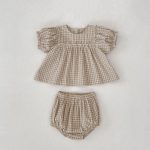 【66-100】ブラウス＆ブルマ パフスリーブ チェック シンプル ベビー服 - 画像 (13)