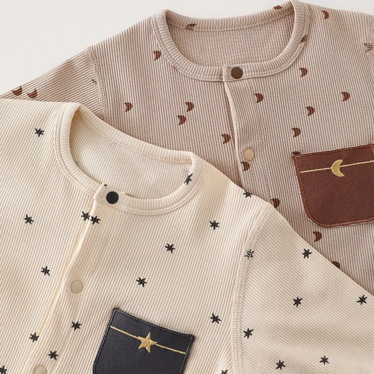 【59-90】オールインワン 星or月柄 肌に優しい ベビー服 - 画像 (3)