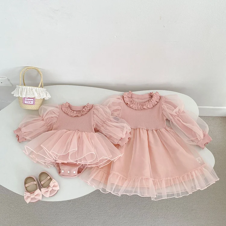 【66-130】ロンパース or ワンピース パフスリーブ 女の子 可愛い ベビー服 - 画像 (5)