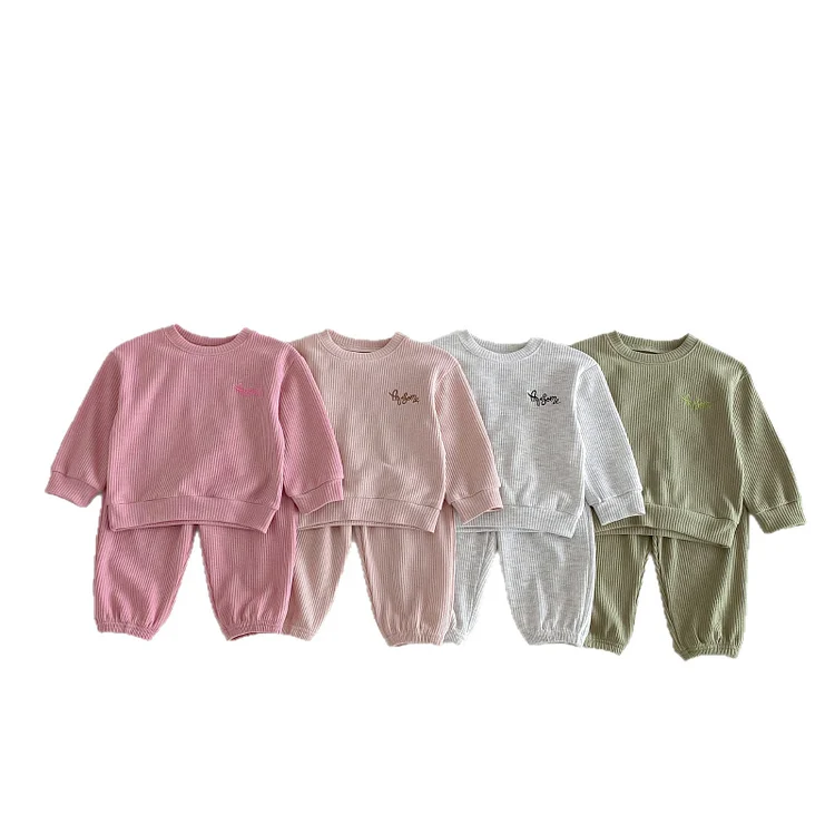 【80-130】セットアップ 英字刺繡 ワッフル シンプル 子供服 - 画像 (23)
