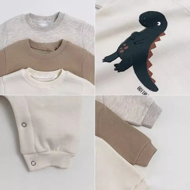 【65-90】ロンパース 厚手 恐竜プリント ベビー服 - 画像 (5)