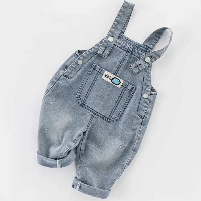 【80-140】キッズ ポケット付き デニム サロペット - 画像 (3)