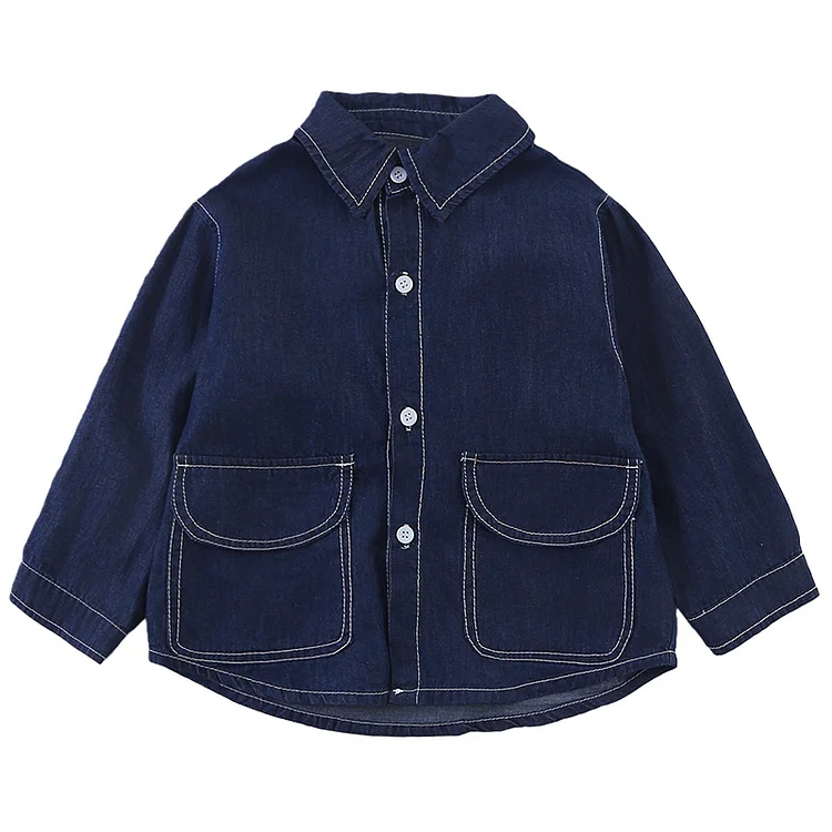 【80-150】シャツ or ワンピース デニム カジュアル 定番 - 画像 (8)