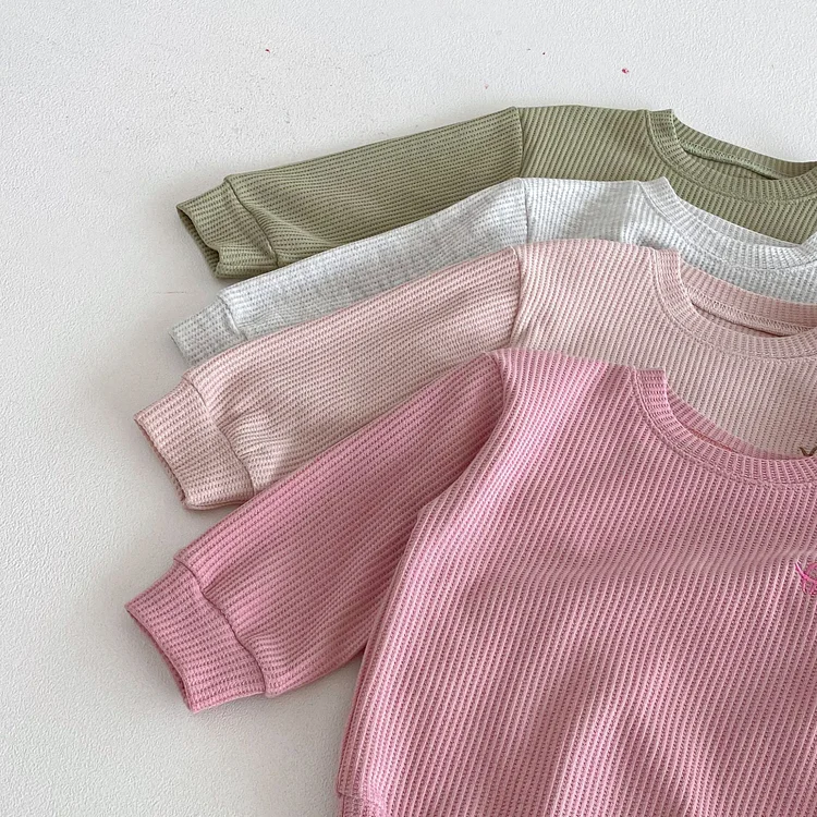 【80-130】セットアップ 英字刺繡 ワッフル シンプル 子供服 - 画像 (17)