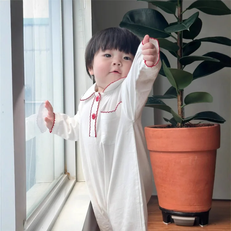 【66-90】オールインワン 韓国風 丸襟 肌に優しい ベビー服 - 画像 (4)