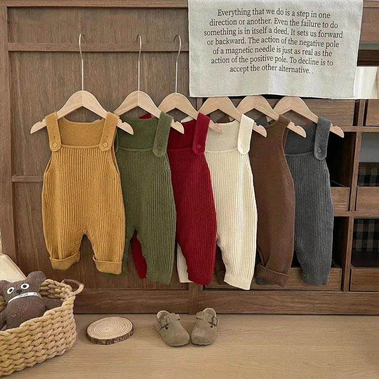 【66-90cm】サロペット シンプル リブ シンプル 肌に優しい