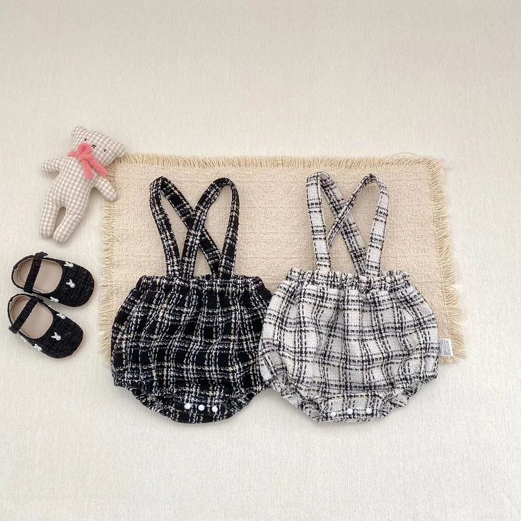【66-100】ロンパース チェック柄 サロペット 可愛い ディリー - 画像 (4)
