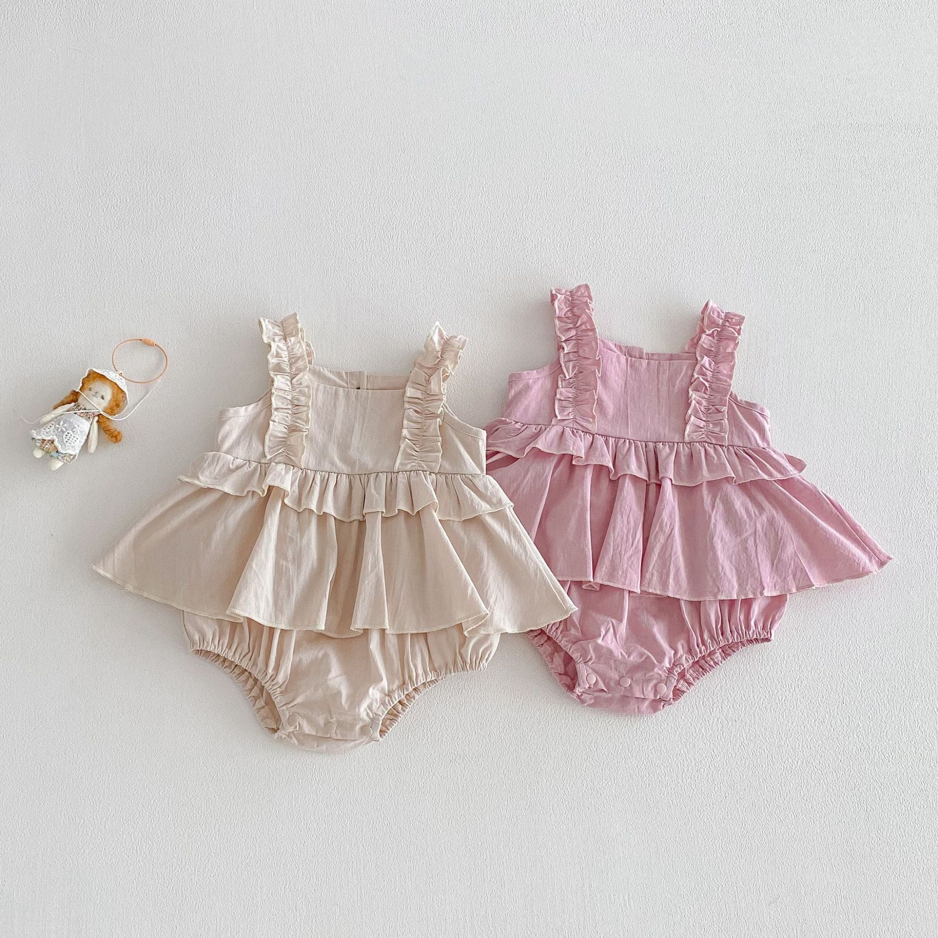 【66-90】ロンパース フリル キャミ おしゃれ ベビー服 - 画像 (3)