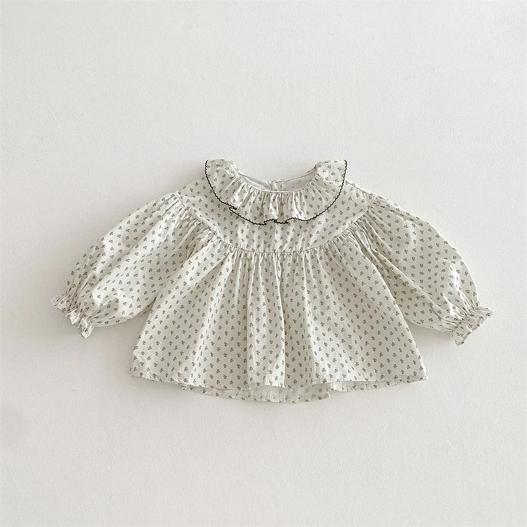 【80-120】ベビー 女の子 フリル襟 小花柄 シャツ - 画像 (7)