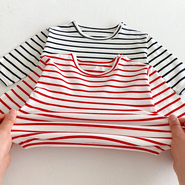 【73-100】ベビー ボーダー トップス 長袖Tシャツ - 画像 (5)
