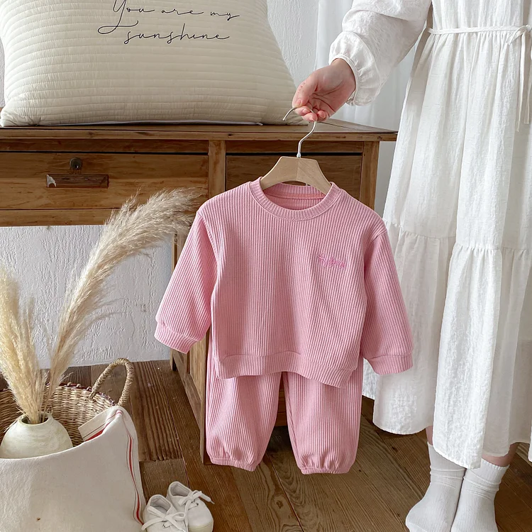 【80-130】セットアップ 英字刺繡 ワッフル シンプル 子供服 - 画像 (10)