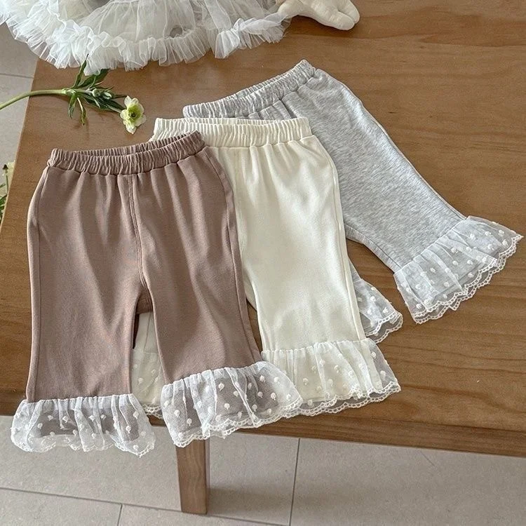 【73-110】パンツ レース裾 履きやすい おしゃれ 女の子 ボトムス
