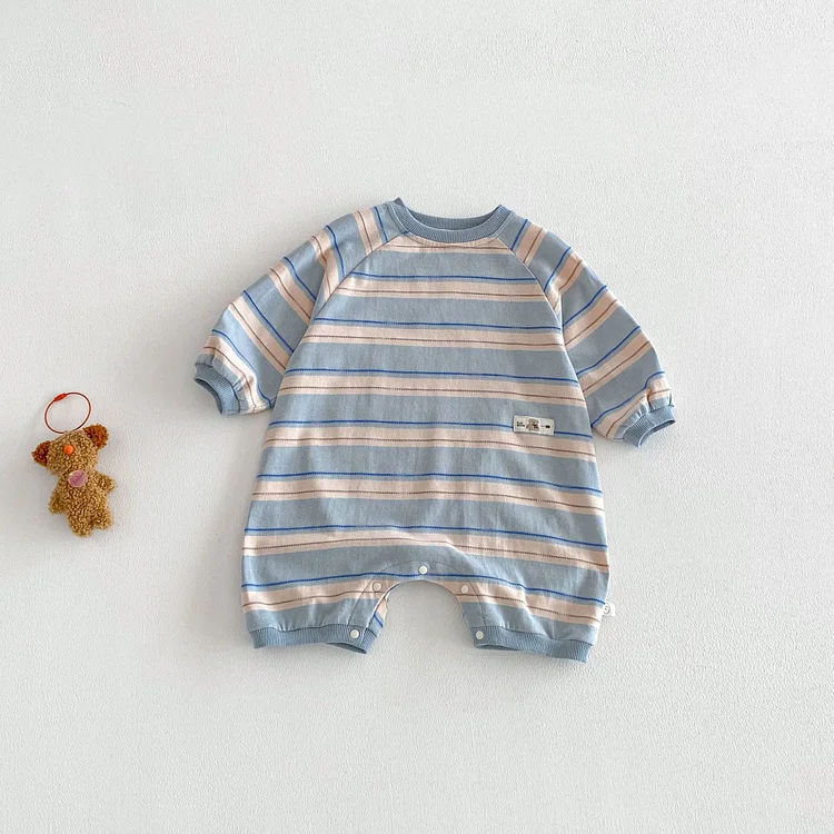 【66-90】ロンパース オールインワン ボーダー ベビー服 - 画像 (8)