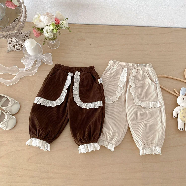 【66-100】コーデュロイ パンツ フリル 履きやすい 人気 ボトムス - 画像 (3)