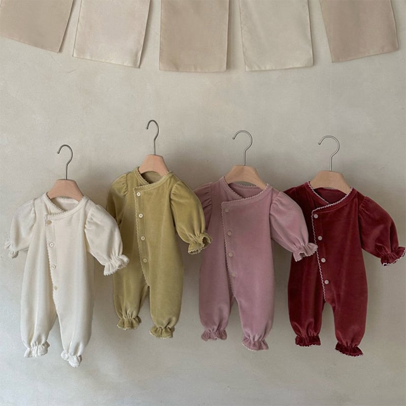 【66-90】ロンパース&帽子 セット 無地 肌に優しい ベビー服 - 画像 (3)