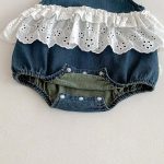 【66-90】デニムロンパース レース ノースリーブ 可愛い ベビー服 - 画像 (11)