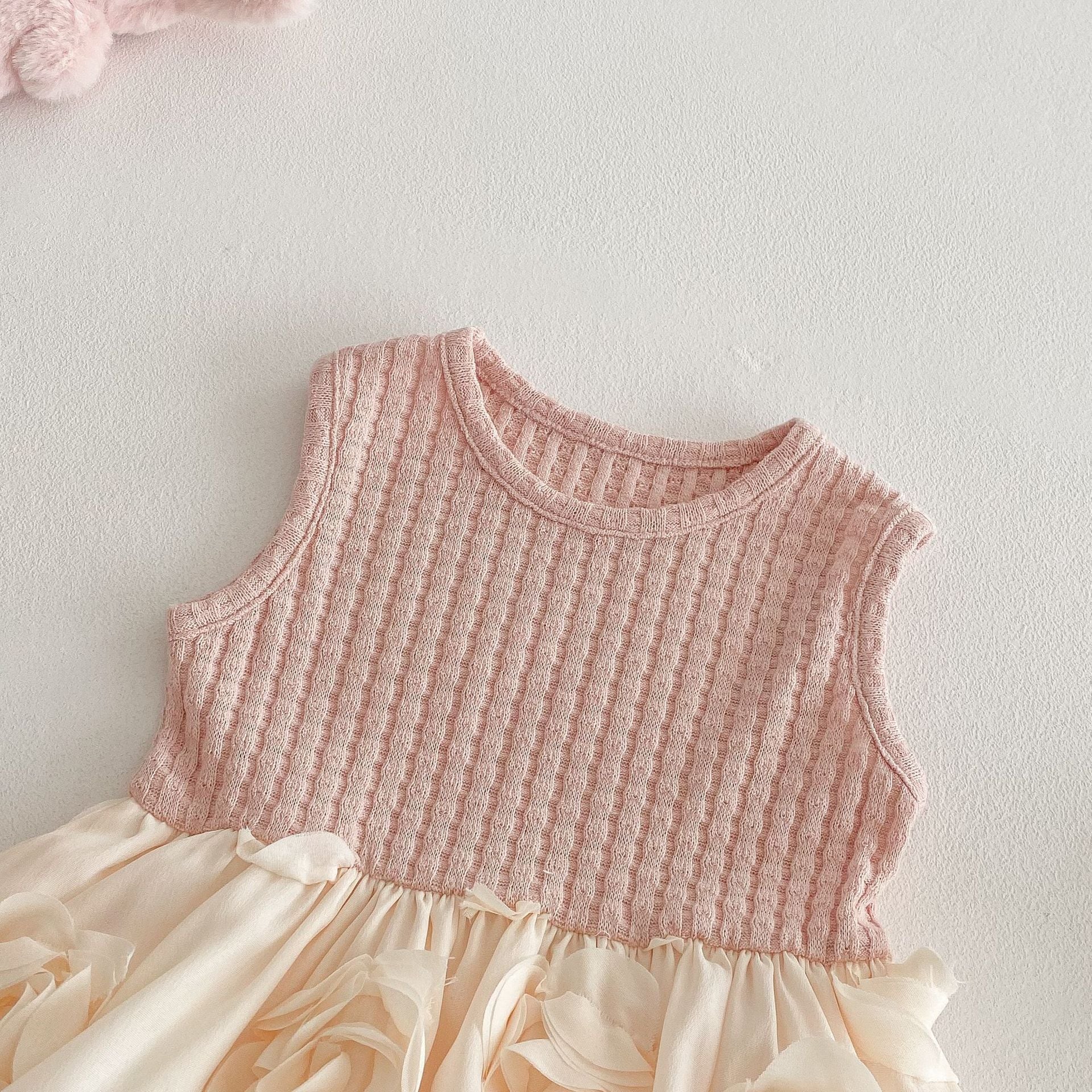 【73-120】カーディガンORワンピース リボン付き クリーム ローズ ベビー服 - 画像 (11)