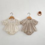 【66-100】ブラウス＆ブルマ パフスリーブ チェック シンプル ベビー服 - 画像 (6)