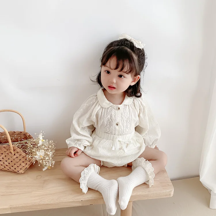 【66-100cm】セットアップ 丸襟 刺繍 可愛い ベビー服