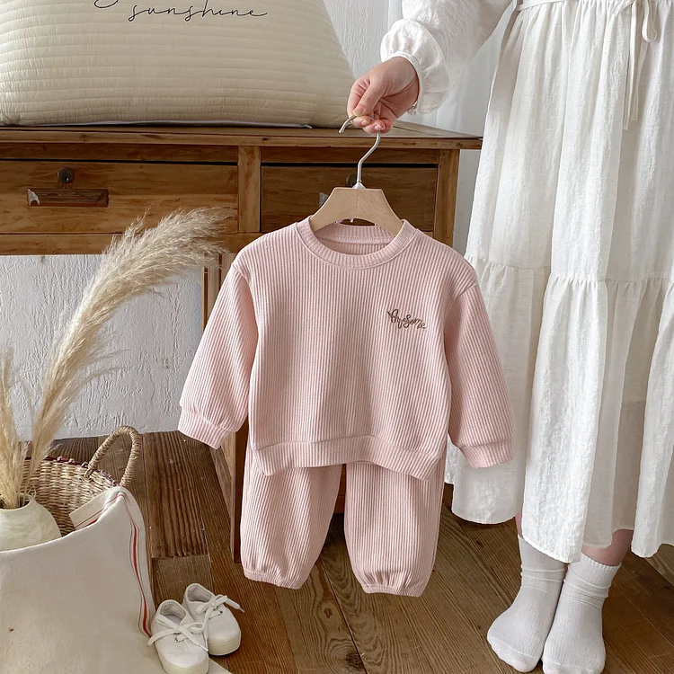 【80-130】セットアップ 英字刺繡 ワッフル シンプル 子供服 - 画像 (9)