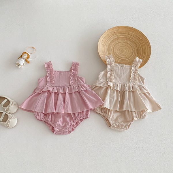 【66-90cm】キャミロンパース フリル 可愛い ベビー服