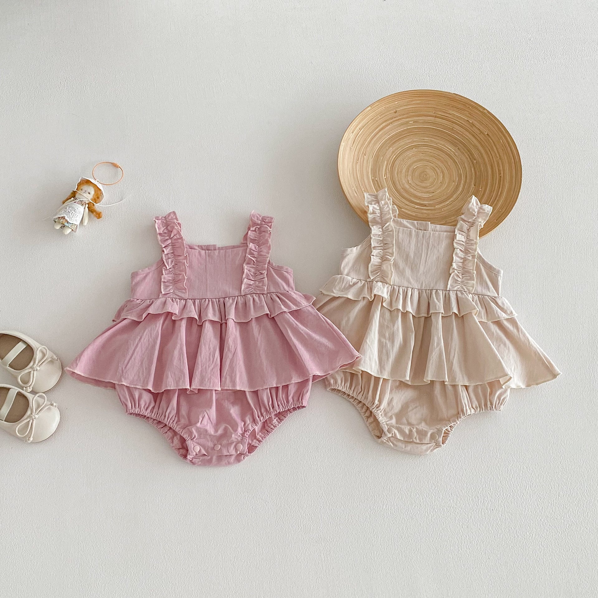 【66-90cm】ロンパース フリル キャミ おしゃれ ベビー服