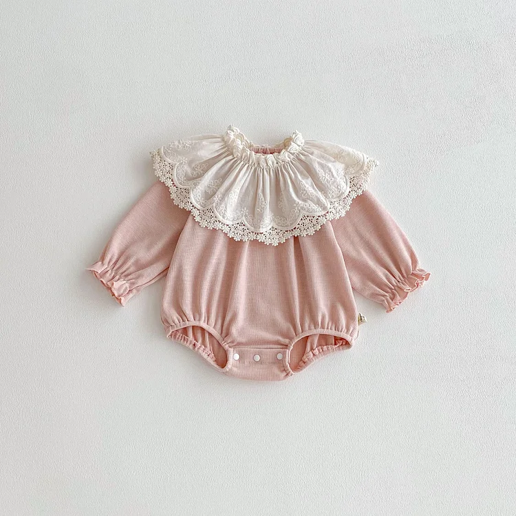 【66-100】ロンパース レース襟 可愛い 肌触り良い ベビー服 - 画像 (6)