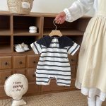 【66-90】オールインワン パンダ ボーダー 可愛い ベビー服 - 画像 (4)