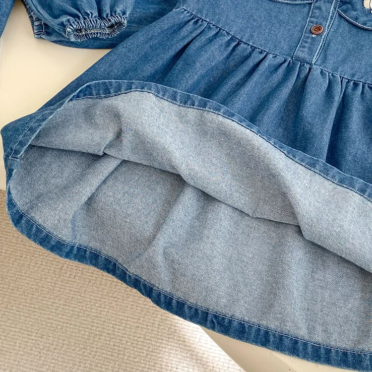 【66-120】ワンピース OR ロンパース ウサギ柄 デニム おしゃれ 定番 ベビー服 - 画像 (5)