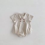 【66-90】ロンパース ストライプ 無地 シンプル ベビー服 - 画像 (4)