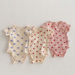 【66-90】ロンパース 蝶結び リブ 可愛い 肌触り良い 赤ちゃん
