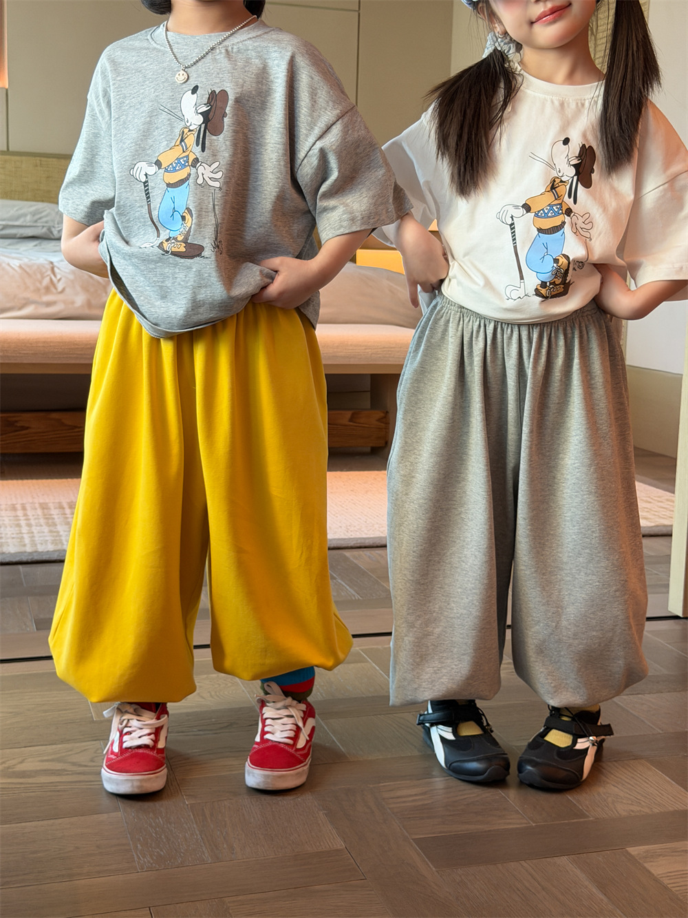 【90-150cm】バルーンパンツ キッズ 男女兼用 ゆったり 裾ゴム カジュアル ロングパンツ