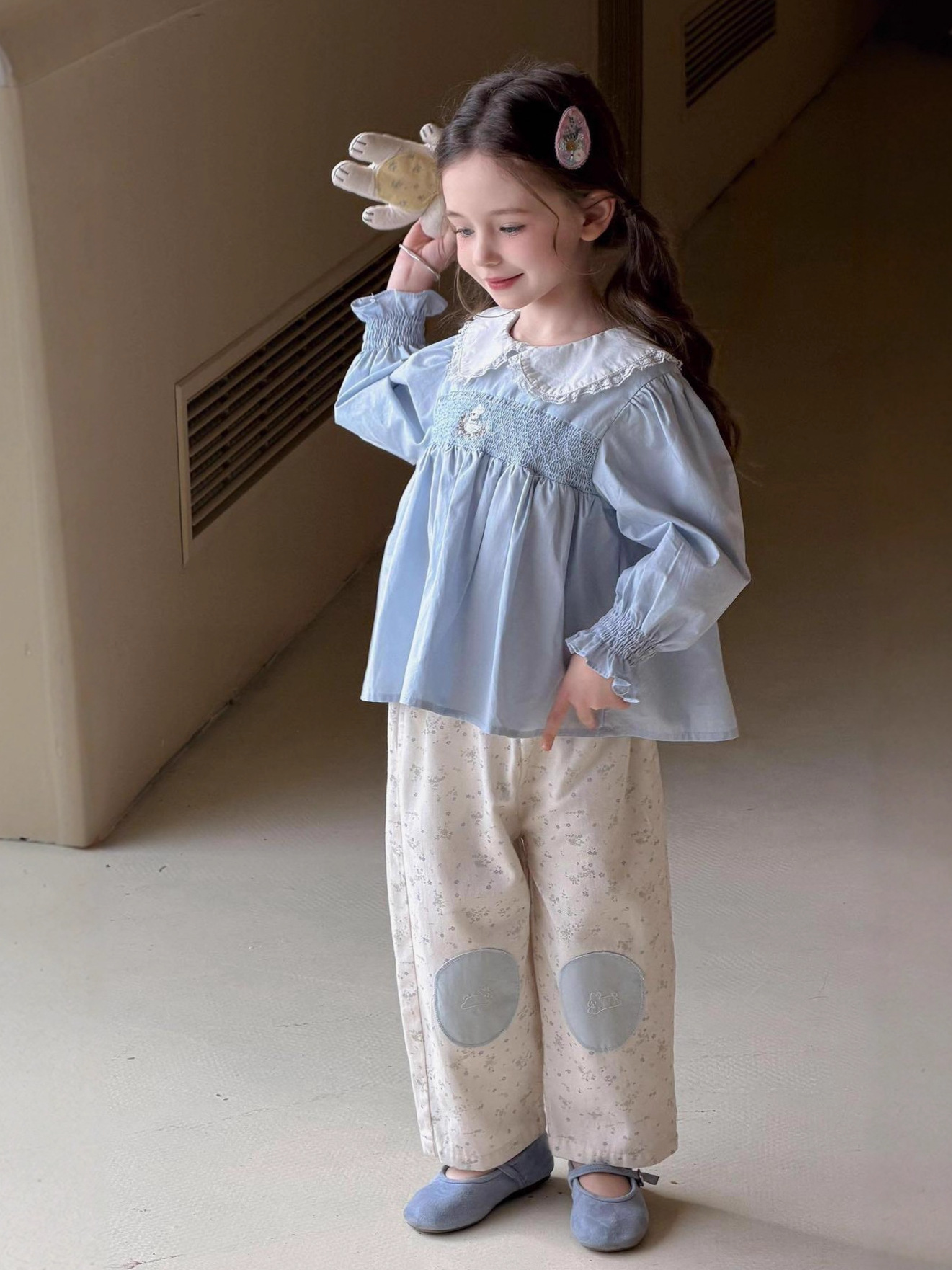 【90-140cm】シャツ or パンツ 女の子 丸襟 スウィート