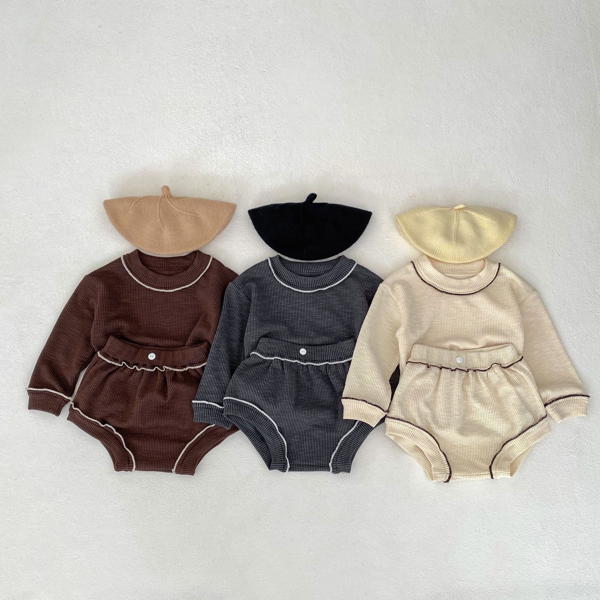 【66-100cm】ベビー セット トップス＋ブルマ メロウフリル 肌に優しい