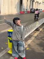 【90-160】長袖 Tシャツ 男の子 ボーダー 着せやすい ゆったり 快適 トップス - 画像 (3)